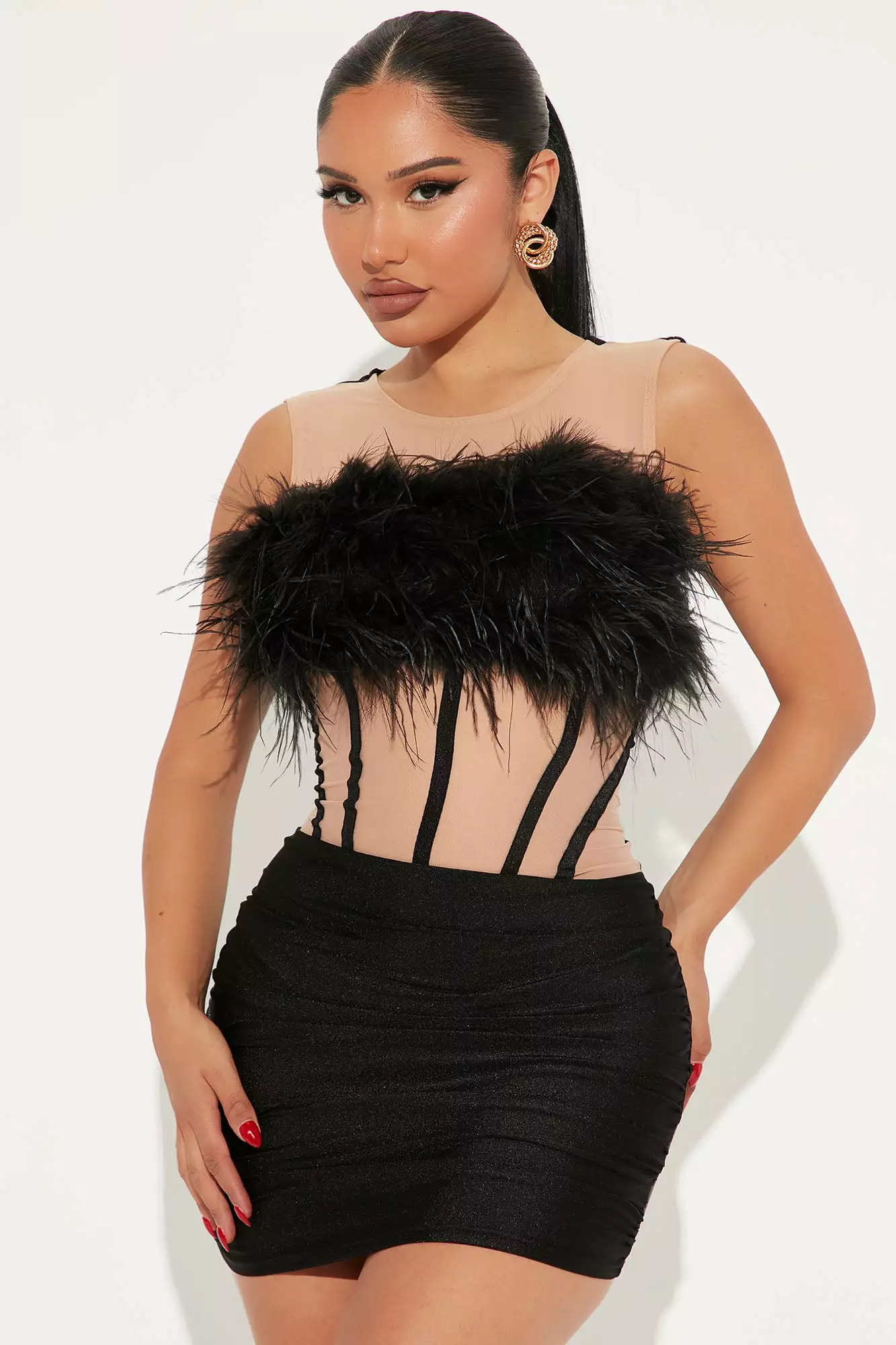 Fashion Nova Let's Party Feather Mini Dress - Black 3 Fashion Nova Let's Party Feather Mini Dress - Black