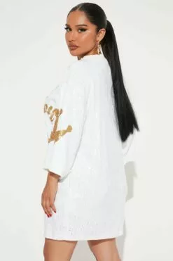 Fashion Nova Birthday Queen Sequin Tunic - White -Fashion Nova Sales 08 05 22Studio2 DM OS 14 28 26 44 FT120 White 4682 SG