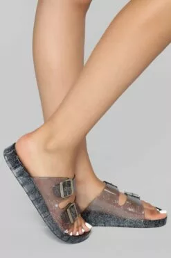 Fashion Nova Jelly Rockin Slide - Black