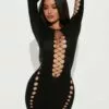 Fashion Nova Flashing Lights Seamless Mini Dress - Black -Fashion Nova Sales 08 16 22Studio2 MS 15 36 49 52 SK0931 Black 4053 PB