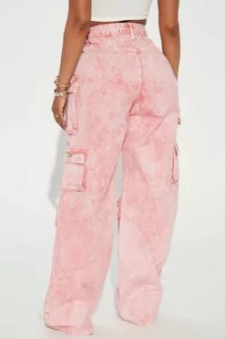 Fashion Nova Lily High Rise Cargo Jeans - Pink -Fashion Nova Sales 08 18 22Studio2 RM 14 16 13 15 DT14 Pink 4396 KS