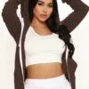 Fashion Nova Relaxed Vibe Zip Up Jacket - Chocolate -Fashion Nova Sales 08 20 21Studio1 JP SM 13 09 11 33 J415 Brown 4208 JF