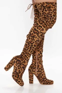 Fashion Nova Pretty In Thigh High Boots - Leopard
