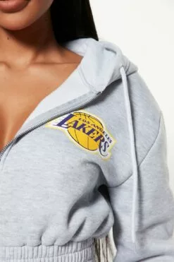 Fashion Nova Lakers Cropped Zip Hoodie - Heather Grey -Fashion Nova Sales 08 29 22Studio3 RT AC 13 43 46 1 FZLE035FLLFS HeatherGrey 0912 JB