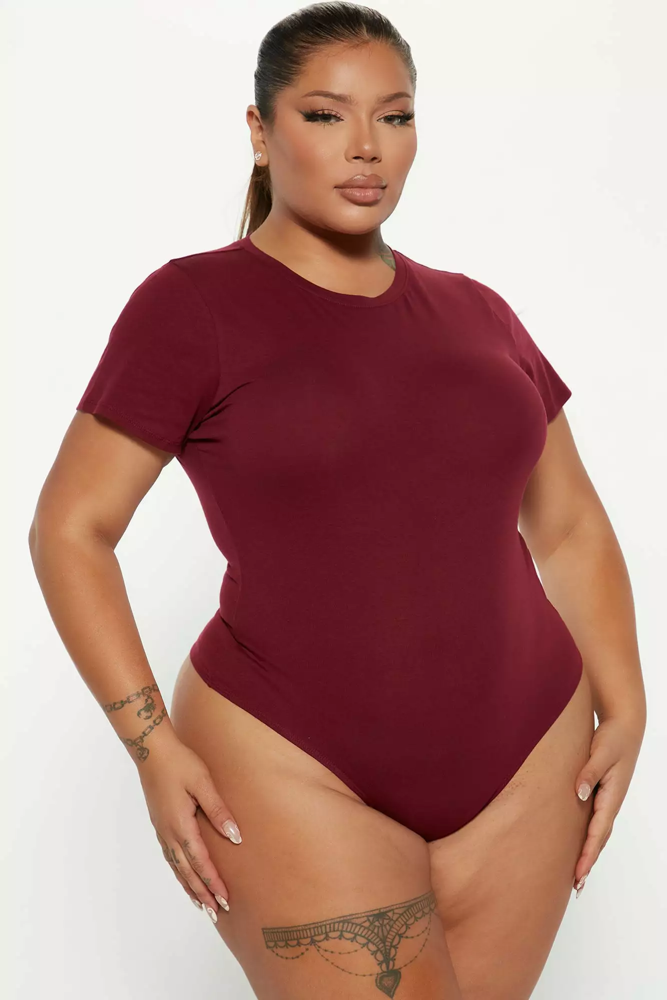 Fashion Nova Leanne Crew Neck Bodysuit - Wine 7 Fashion Nova Leanne Crew Neck Bodysuit - Wine - Image 5