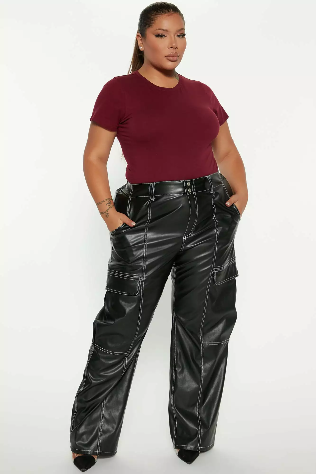 Fashion Nova Leanne Crew Neck Bodysuit - Wine 8 Fashion Nova Leanne Crew Neck Bodysuit - Wine - Image 6