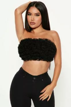 Fashion Nova She's All That Tulle Tube Top - Black