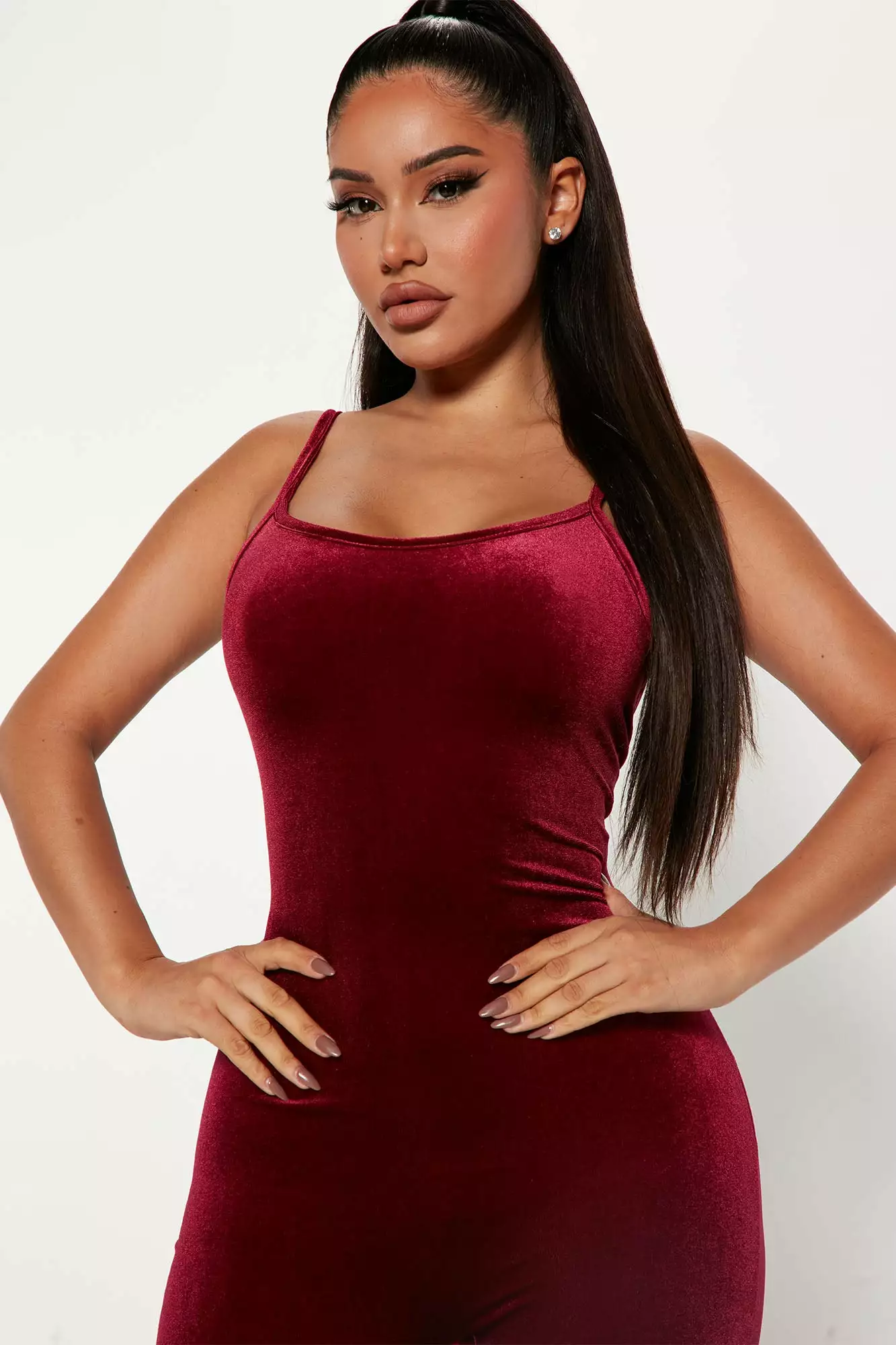 Fashion Nova Always This Velvet Jumpsuit - Burgundy 4 Fashion Nova Always This Velvet Jumpsuit - Burgundy - Image 2