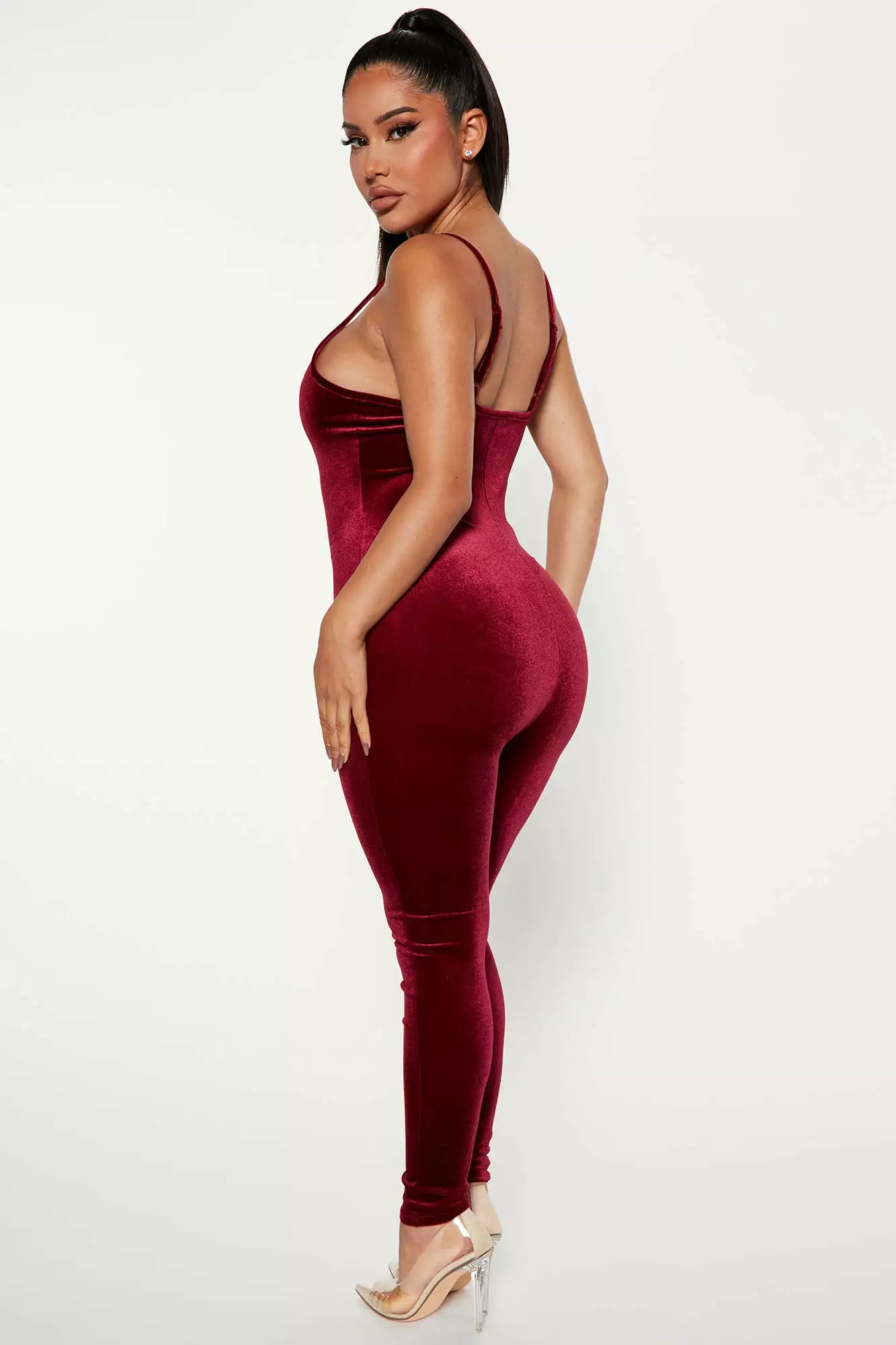 Fashion Nova Always This Velvet Jumpsuit - Burgundy 5 Fashion Nova Always This Velvet Jumpsuit - Burgundy - Image 3