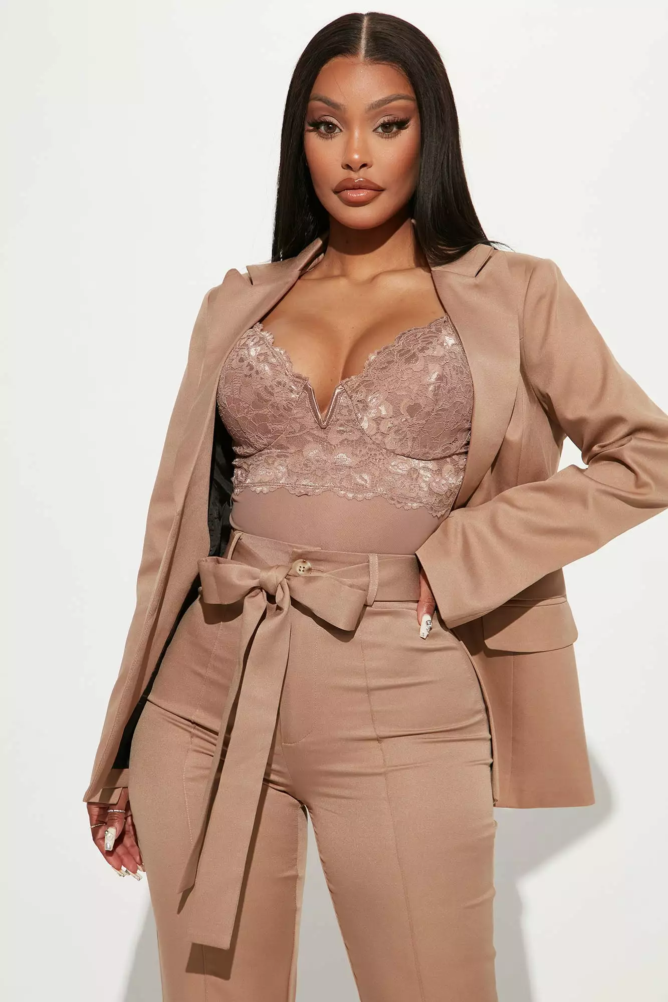 Fashion Nova Working It Blazer Pant Set - Tan 4 Fashion Nova Working It Blazer Pant Set - Tan - Image 2
