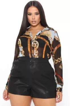 Fashion Nova Take Your Shot Button Down Shirt - Black/combo -Fashion Nova Sales 09 29 20Studio3 CE JH 11 19 08 21 TT1082M76300 Blackcombo 0716 PLUS EH