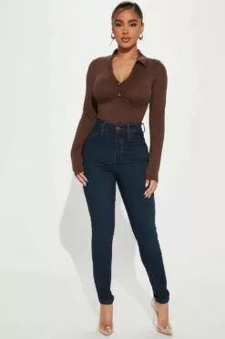 Fashion Nova Petite Classic High Waist Skinny Jeans - Dark Denim