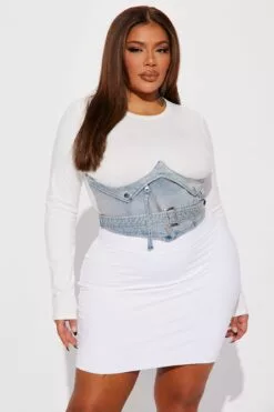 Fashion Nova Baddest Behavior Denim Top - White -Fashion Nova Sales 1 5 23Studio4 DS CC 09 40 43 2 IT10590 White P 2340 PLUS ES