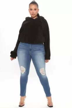 Fashion Nova Your Favorite Teddy Bear Pullover Jacket - Black -Fashion Nova Sales 10 05 20Studio2 MS SD 13 45 38 52 FU36447L Black PLUS 9717 JK