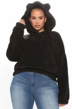 Fashion Nova Your Favorite Teddy Bear Pullover Jacket - Black -Fashion Nova Sales 10 05 20Studio2 MS SD 13 46 25 52 FU36447L Black PLUS 9737 JK