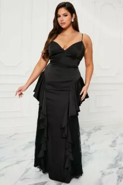 Fashion Nova Rachel Ruffle Gown - Black -Fashion Nova Sales 10 10 22Studio7 KJ AC 11 40 18 31 MF21474 Black 8606 PLUS PB