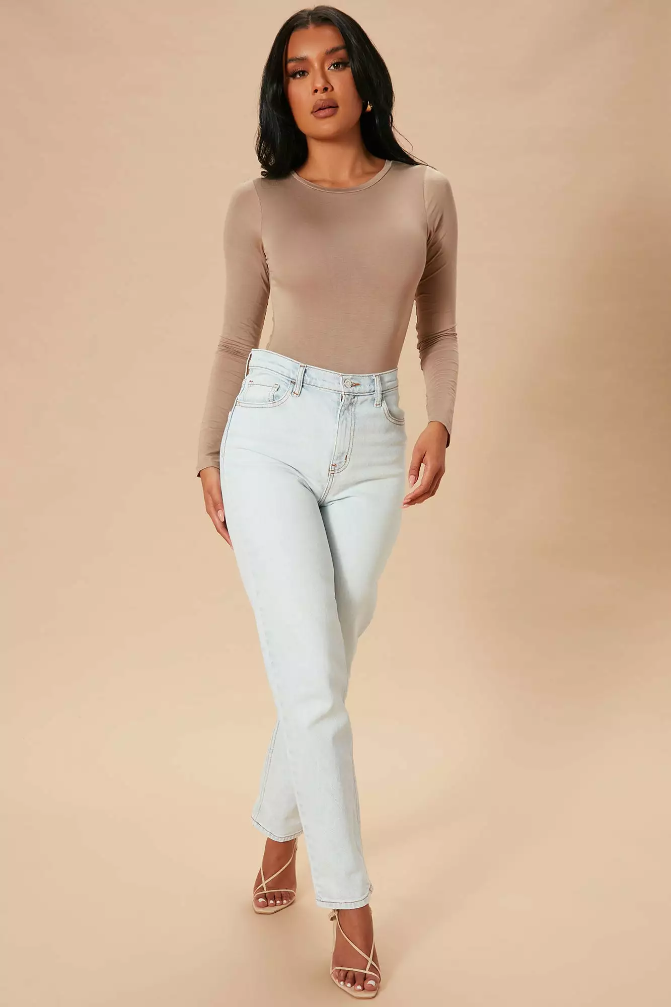 Fashion Nova Krystal Crew Neck Long Sleeve Bodysuit - Mocha 4 Fashion Nova Krystal Crew Neck Long Sleeve Bodysuit - Mocha - Image 2