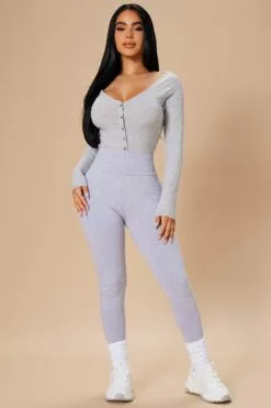 Fashion Nova Running Around High Rise Legging - Heather Grey