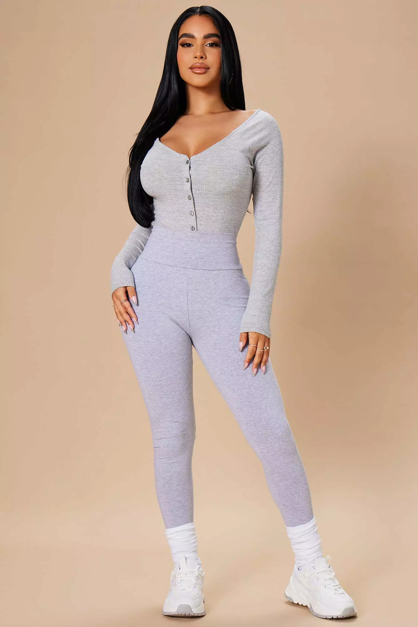 Fashion Nova Running Around High Rise Legging - Heather Grey 3 Fashion Nova Running Around High Rise Legging - Heather Grey