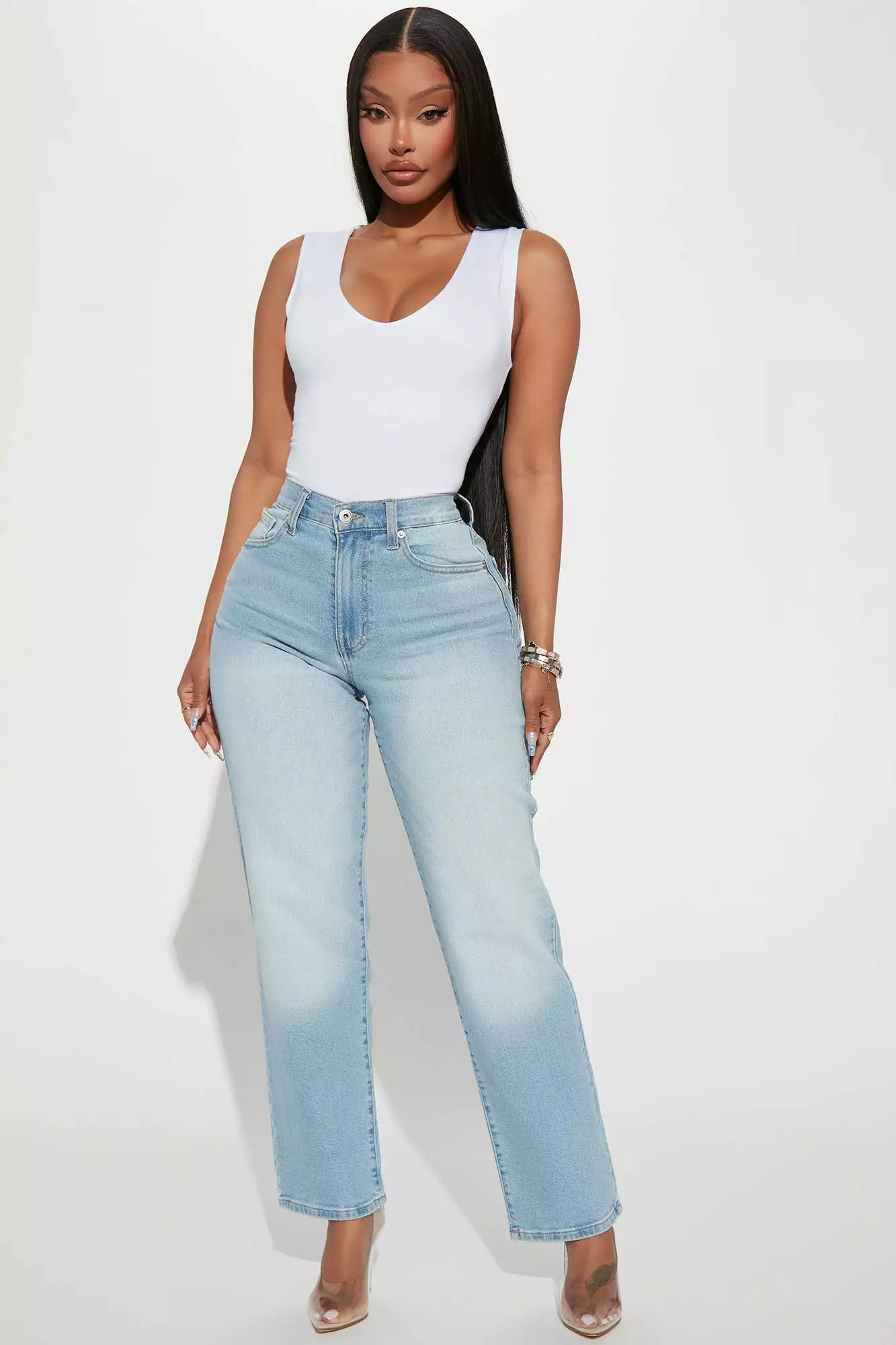 Fashion Nova Nova 90s Straight Leg Jeans - Light Blue Wash