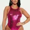 Fashion Nova See You There Sequin Bodysuit - Hot Pink -Fashion Nova Sales 10 21 22Studio1 KJ DJ 14 31 56 41 GW22C1153 HotPink 0518 JB