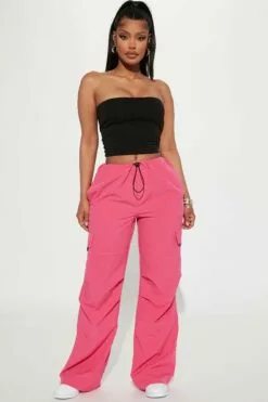 Fashion Nova Bubblegum Parachute Pant - Fuchsia