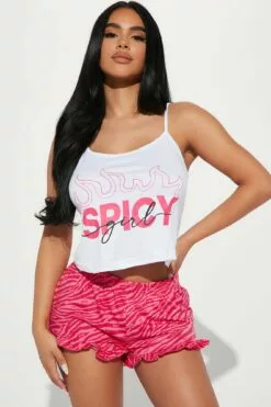 Fashion Nova Spicy Lover PJ Short Set - Hot Pink/combo