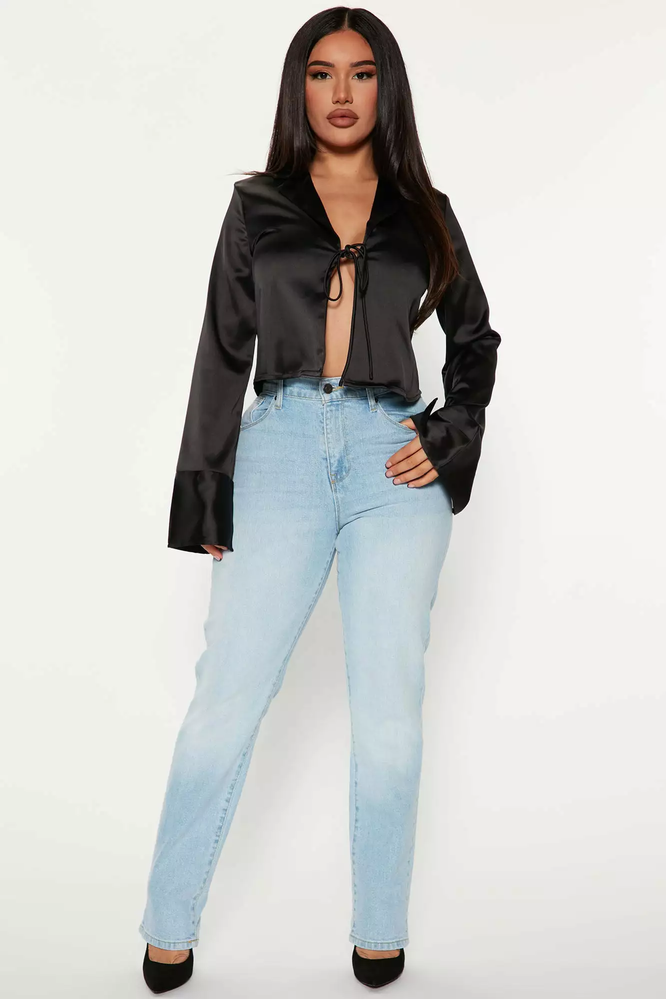 Fashion Nova Feel The Passion Satin Blouse - Black 4 Fashion Nova Feel The Passion Satin Blouse - Black - Image 2