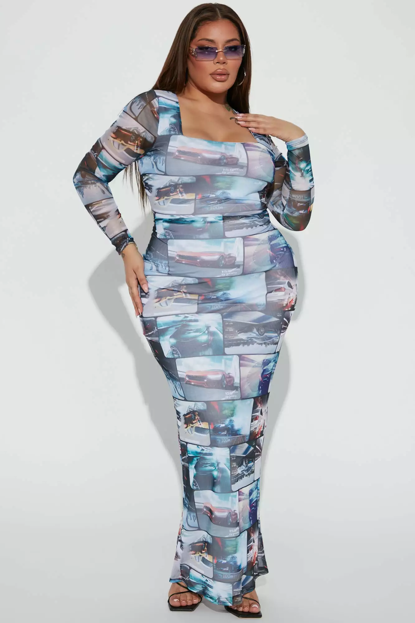 Fashion Nova Need For Speed Mesh Maxi Dress - Multi Color - Image 5