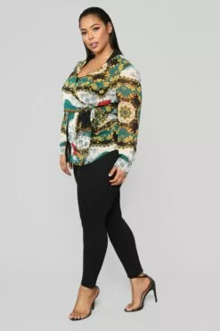 Fashion Nova Talk To Me Printed Blouse - Green/combo -Fashion Nova Sales 11 02 18 Studio 3 11 30 55 T6145Y033 Greencombo 1004 AG