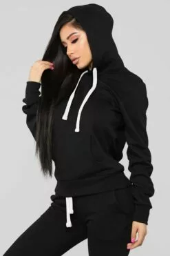 Fashion Nova Relaxed Vibe Solid Hoodie - Black -Fashion Nova Sales 11 05 18 Studio 2 13 32 25 JU040 Black0524 AJ JF