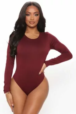 Fashion Nova Daria Double Layered Bodysuit - Wine