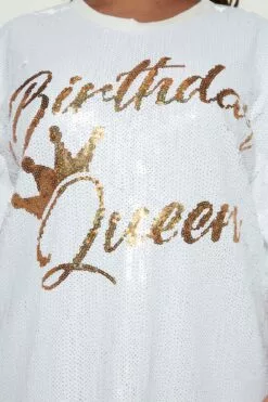 Fashion Nova Birthday Queen Sequin Tunic - White -Fashion Nova Sales 11 07 22Studio2 TH A 10 32 20 6 FT120 White 10451 PLUS JB