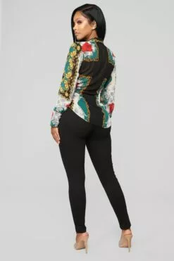 Fashion Nova Talk To Me Printed Blouse - Green/combo -Fashion Nova Sales 11 1 18 Studio 2 14 36 57 NP3119 Black0586 DM bd89d703 7ed1 4c37 b4fc f92bc9a5d1d9