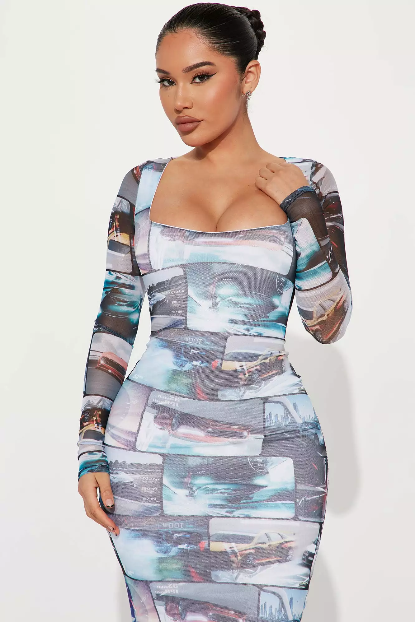 Fashion Nova Need For Speed Mesh Maxi Dress - Multi Color - Image 3