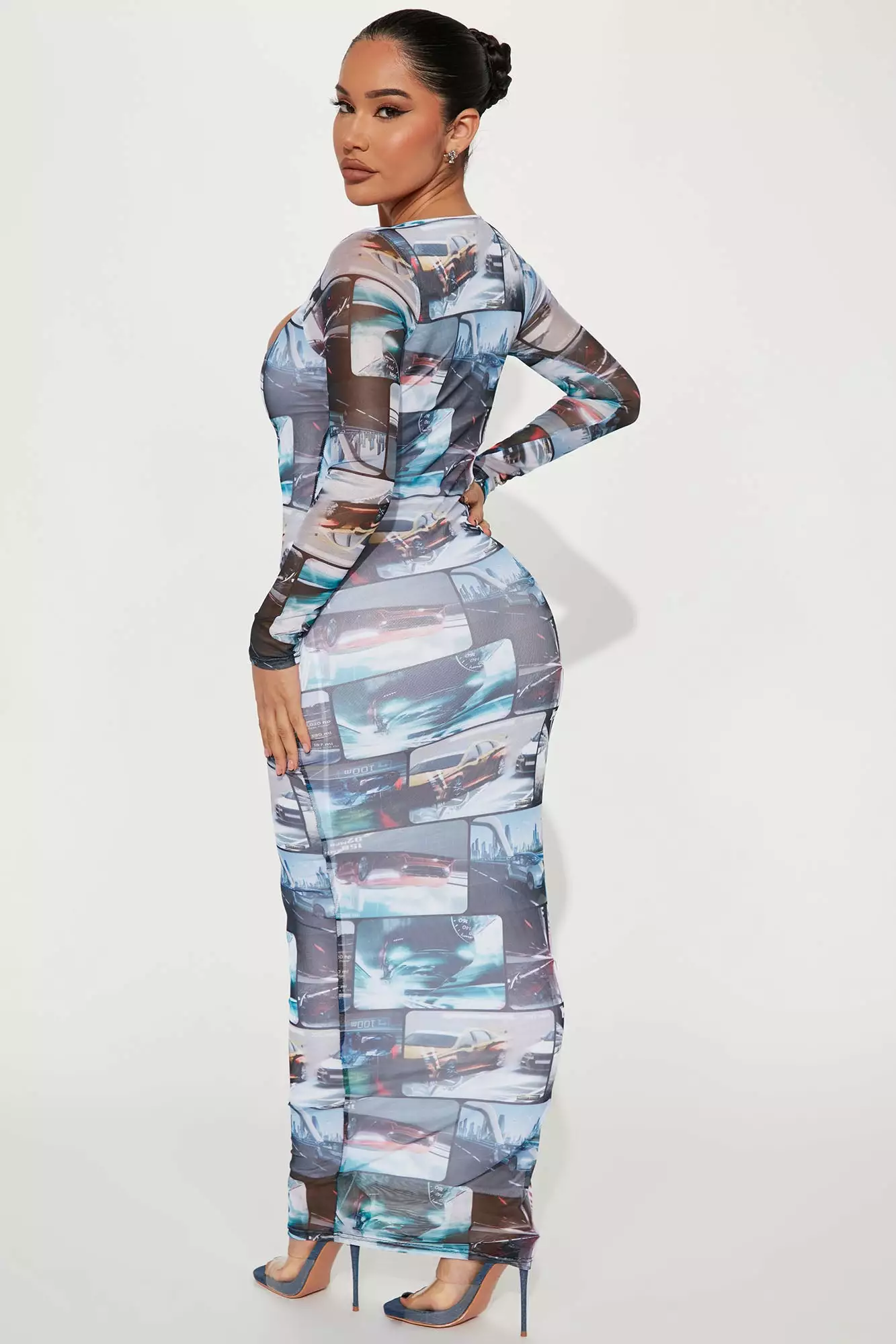 Fashion Nova Need For Speed Mesh Maxi Dress - Multi Color - Image 4