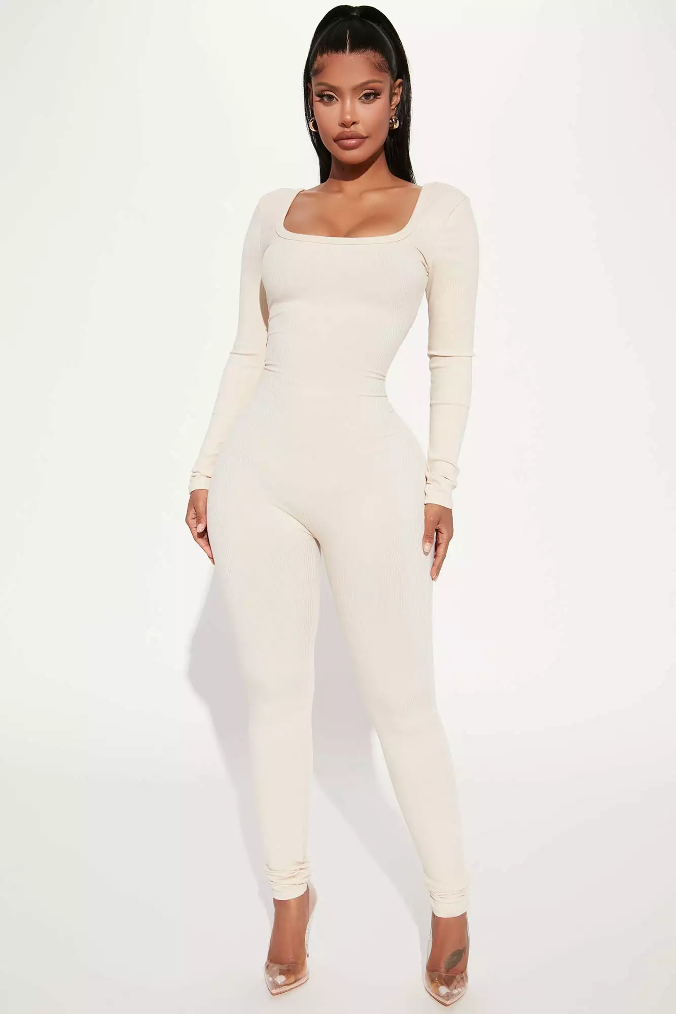 Fashion Nova Hailey Snatched Jumpsuit - Cream 3 Fashion Nova Hailey Snatched Jumpsuit - Cream