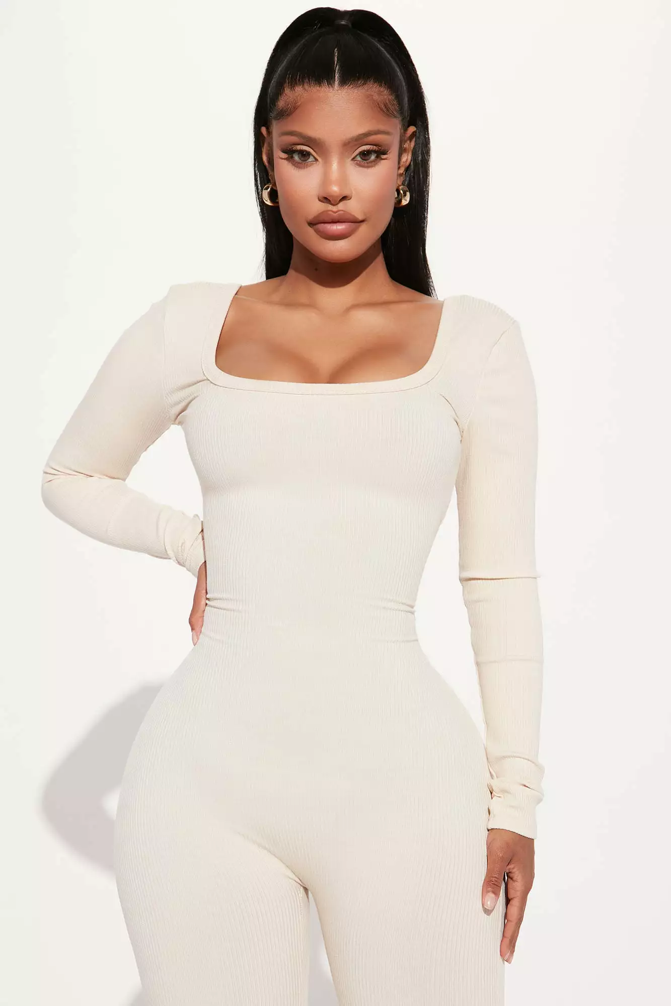 Fashion Nova Hailey Snatched Jumpsuit - Cream 4 Fashion Nova Hailey Snatched Jumpsuit - Cream - Image 2