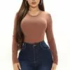 Fashion Nova Julia Long Sleeve Top - Chocolate -Fashion Nova Sales 11 23 21Studio2 ME TB 10 47 01 34 LKT2005L Chocolate P 3841 MH