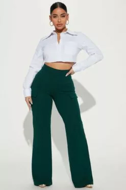 Fashion Nova Victoria High Waisted Cargo Dress Pants - Hunter