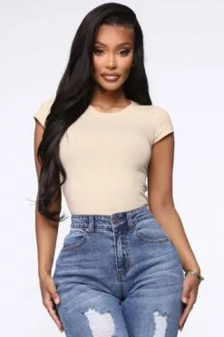 Fashion Nova Lily Crew Neck Top - Taupe