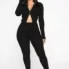 Fashion Nova Wrong Way Sweater Pant Set - Black