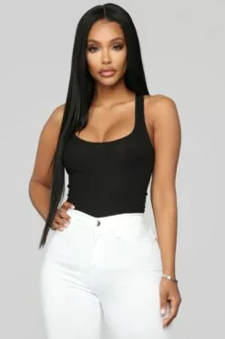 Fashion Nova Zoey Racer Back Tank - Black