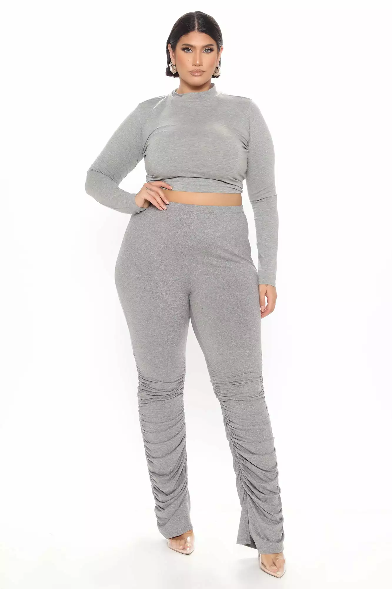 Fashion Nova Stacked Honey High Rise Pant - Heather Grey 7 Fashion Nova Stacked Honey High Rise Pant - Heather Grey - Image 5