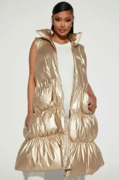 Fashion Nova Statement Puffer Vest - Gold