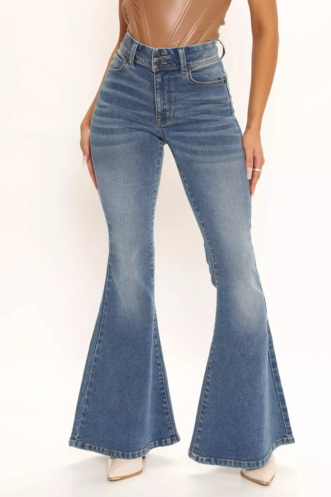 Fashion Nova Check Out The Booty Lifting Flare Jeans - Medium Blue Wash 4 Fashion Nova Check Out The Booty Lifting Flare Jeans - Medium Blue Wash - Image 2