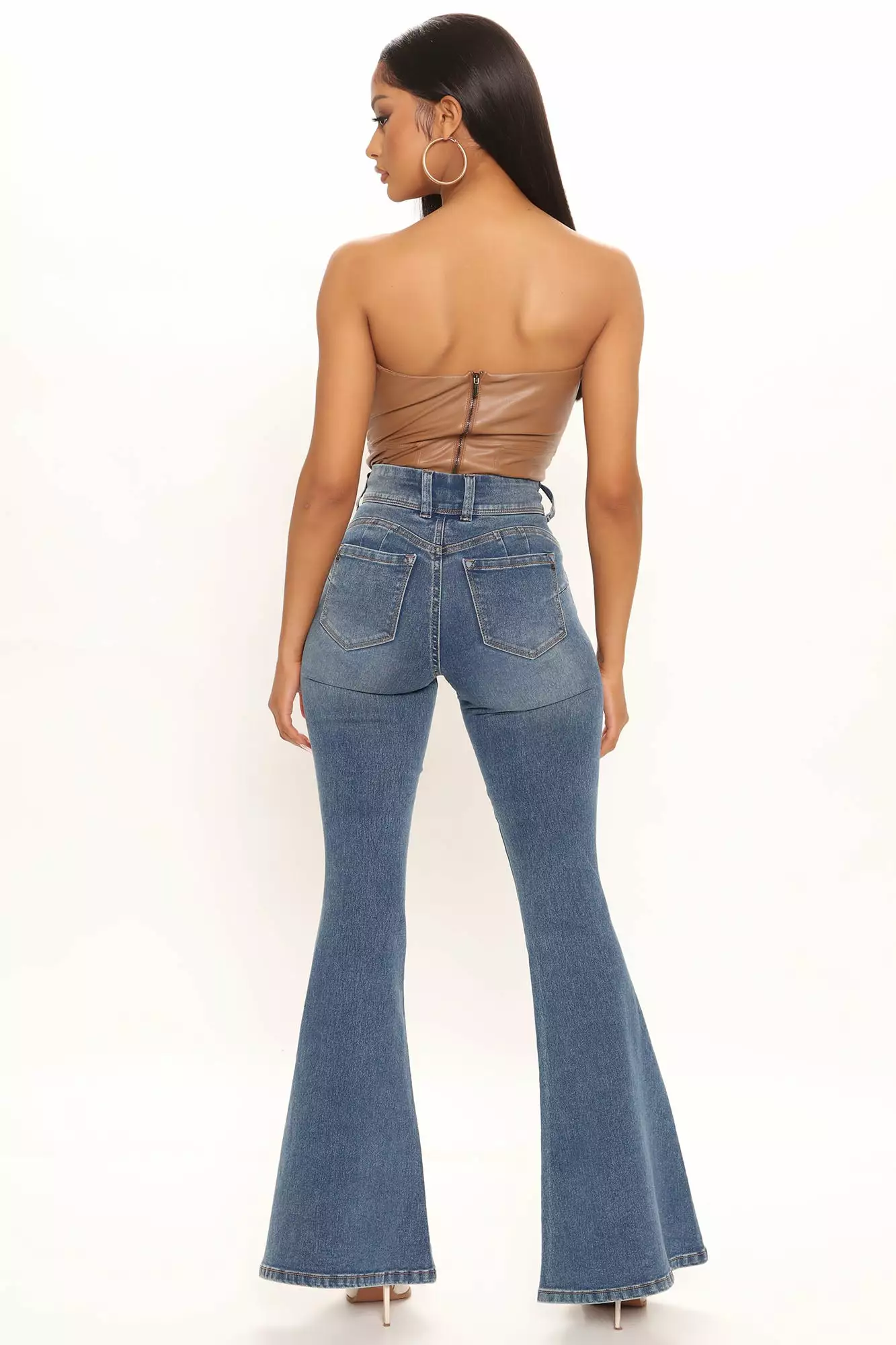 Fashion Nova Check Out The Booty Lifting Flare Jeans - Medium Blue Wash 6 Fashion Nova Check Out The Booty Lifting Flare Jeans - Medium Blue Wash - Image 4
