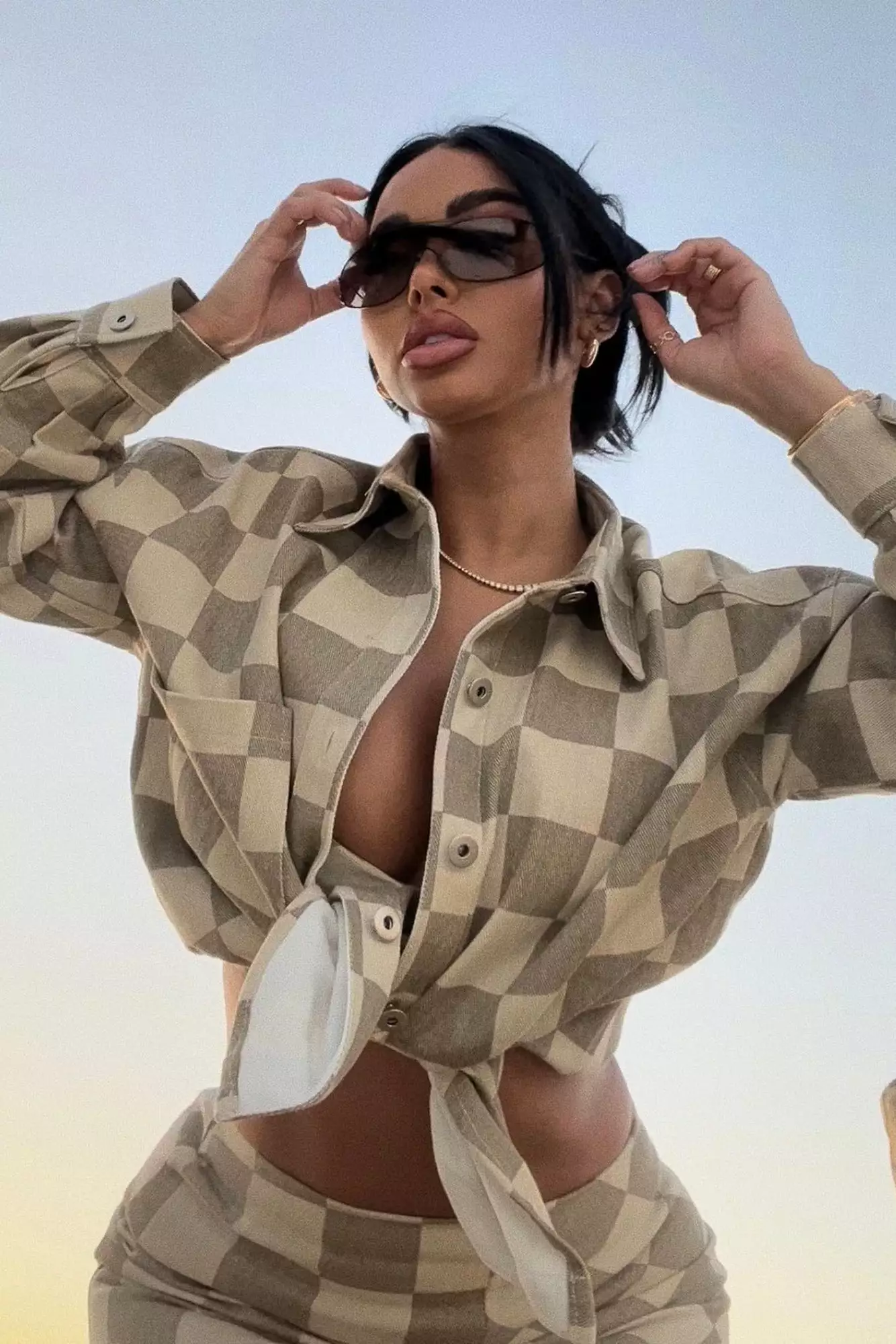 Fashion Nova Checked Out 3 Piece Skirt Set - Taupe/combo 3 Fashion Nova Checked Out 3 Piece Skirt Set - Taupe/combo