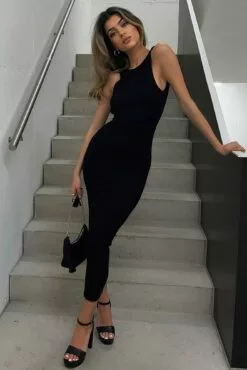 Fashion Nova Lana Low Back Snatched Dress - Black