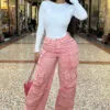 Fashion Nova Lily High Rise Cargo Jeans - Pink -Fashion Nova Sales LilyHighRiseCargoJeans Pink MER 4